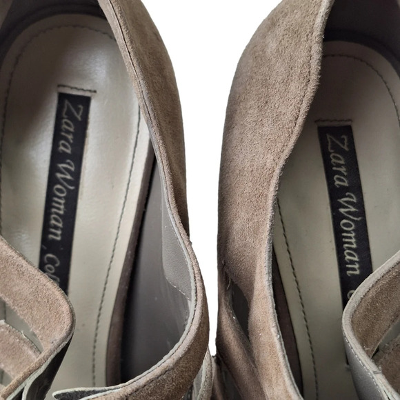 Zara Sz EU41/US10 Lace-up Cut-Out Caged Platform Sandals Heels - Picture 7 of 15